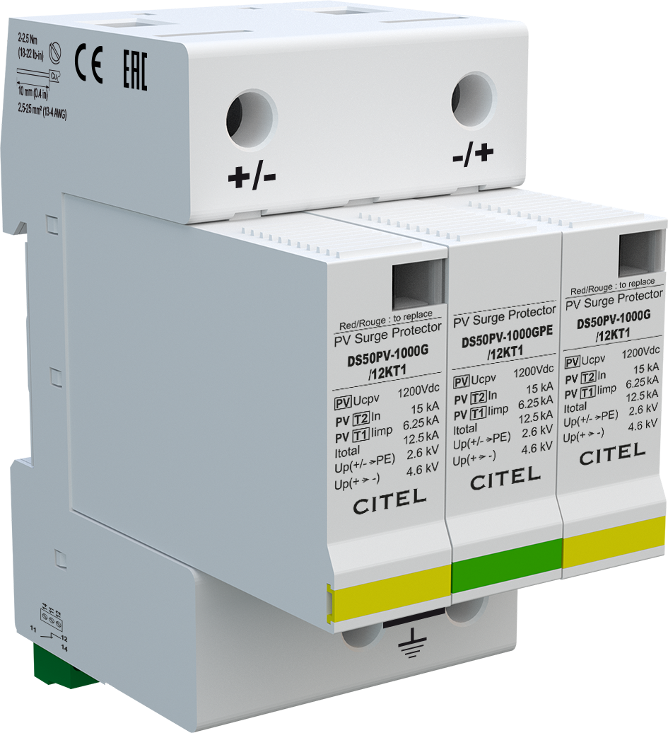 Citel DC Surge arrestor, Type 1+2 (DS50PVS-1000G/12KT1) - photo produit