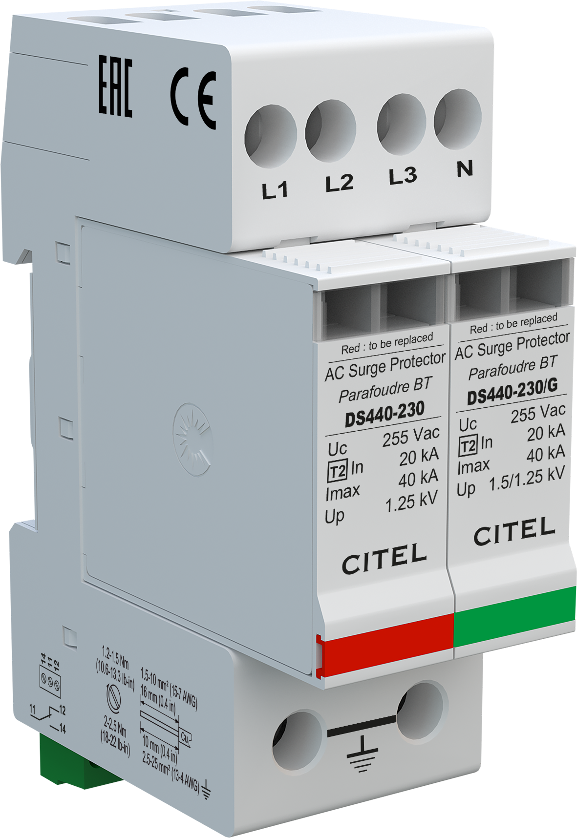 Citel AC Surge arrestor, Type 2 (DS440S-230/G) - photo produit