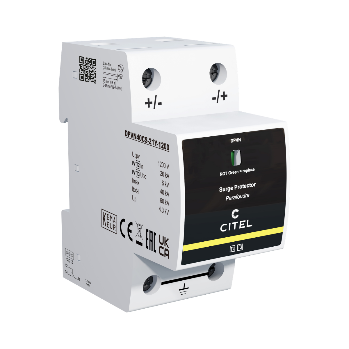 Parafoudre PV Citel DPVN40CS - Type 2+3 - 1200Vdc - photo produit