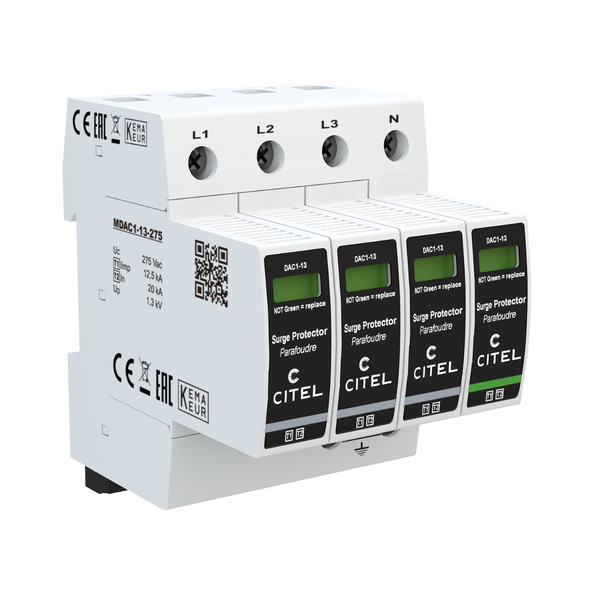 Parafoudre AC Citel DAC1-13S-31-275 - Type 1+2 - 3-Phases+N - photo produit