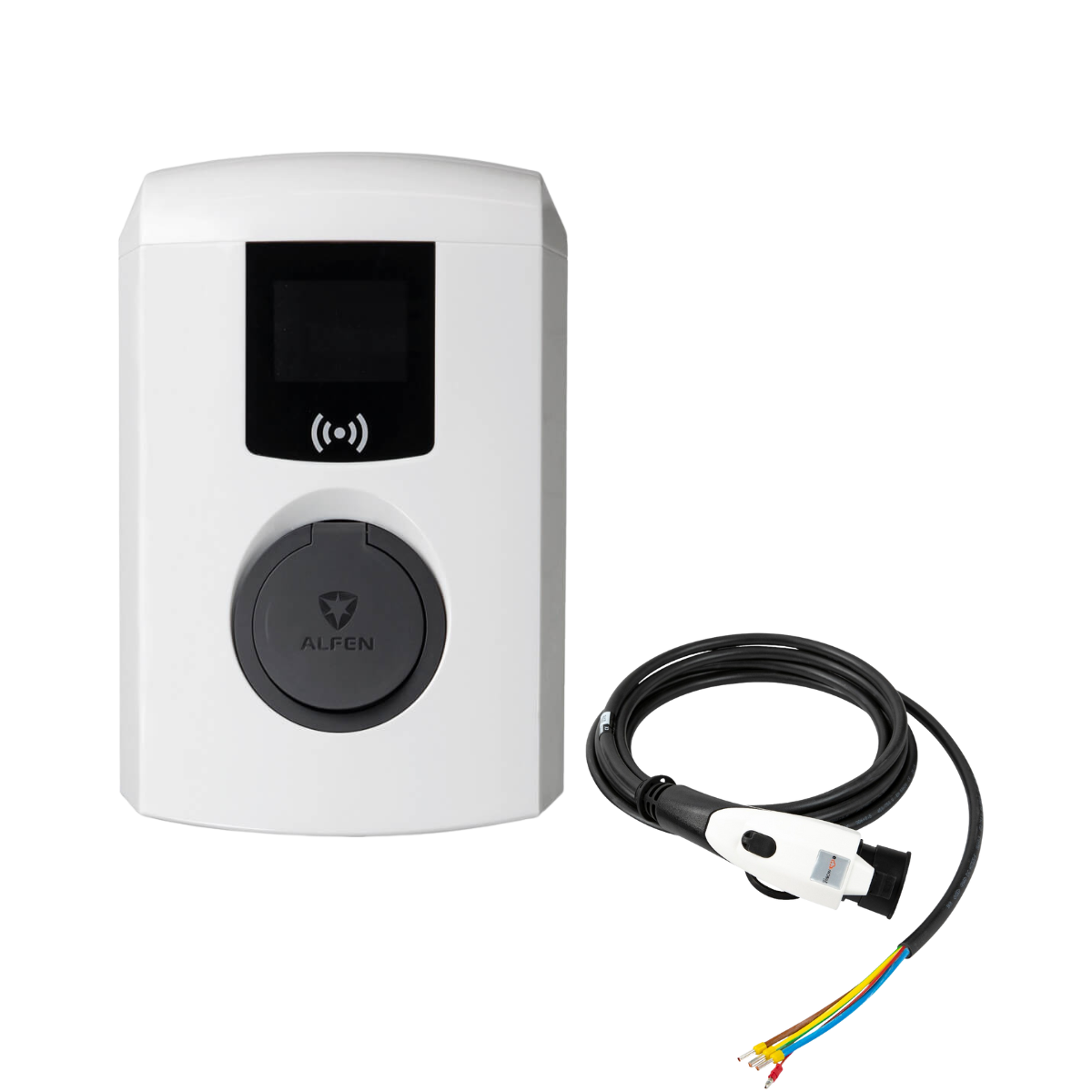 Alfen Eve Single Pro-line 3PH (RFID, 32A, T2, LBA, Logo, E-Flux) incl. Câble Alfen 1-phase T2 7,5M - photo produit