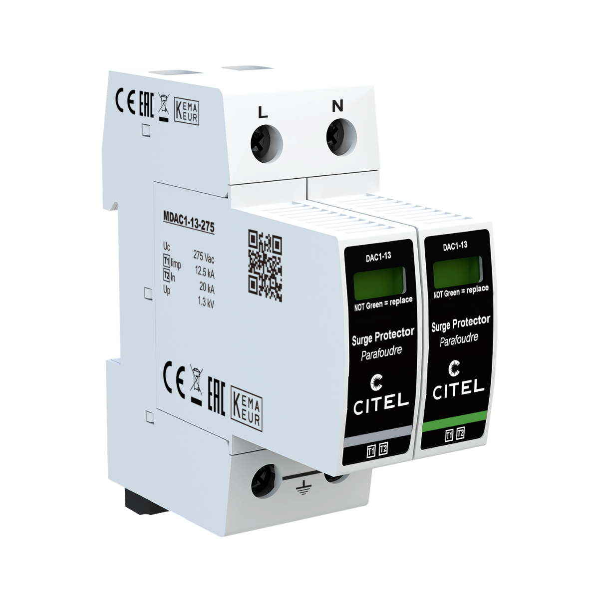 Parafoudre AC Citel DAC1-13S-11-275 - Type 1+2 - Monophasé - photo produit