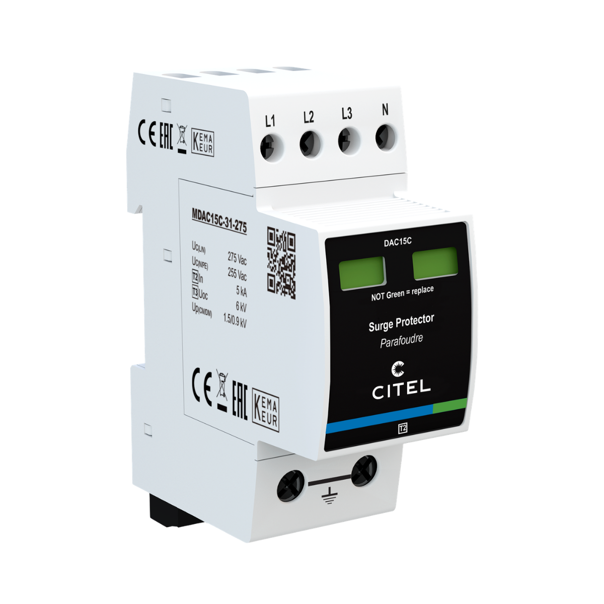 Parafoudre AC Citel DAC15CS-31-275 - Type 2+3 - 3-Phases+N - photo produit